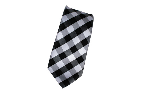 Black and White Check Tie, 100% Silk